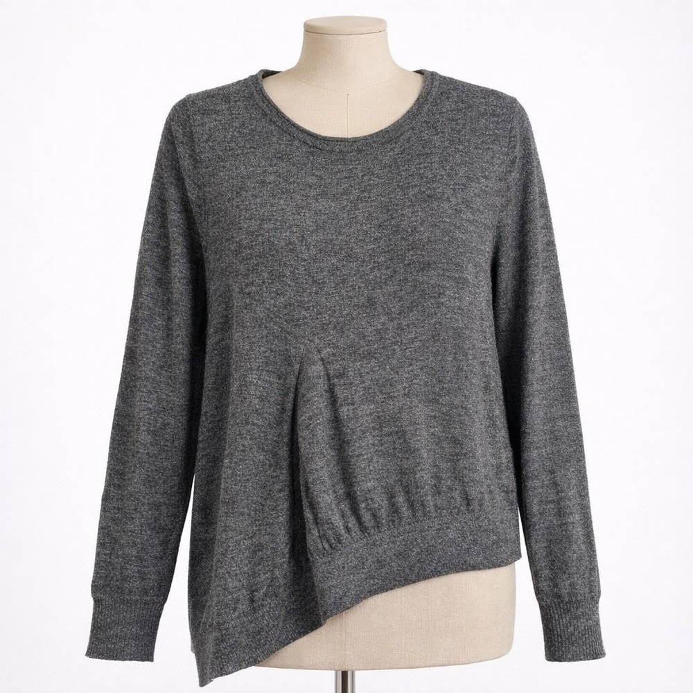 Lauren‎ Vidal Alpaca Wool Asymmetric Sweater Size L Gray Lagenlook Old Money